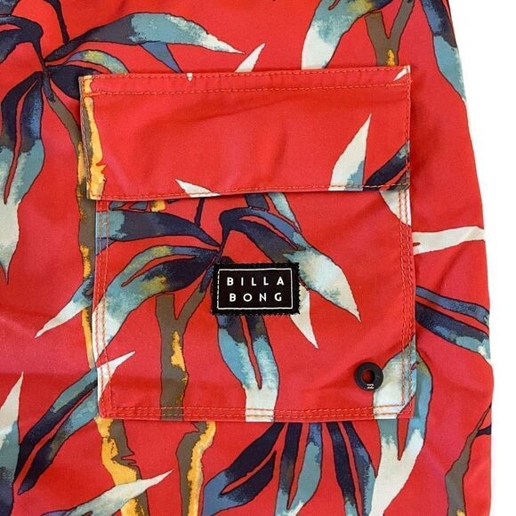 Billabong Mens Recycler Sundays Pro Swim Board Shorts Tropical Print Red Size 32 - Picture 3 of 9